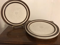 *Vintage Haniwa Stone 3481 Brown Stone Set/3 Dinner Plates Retired