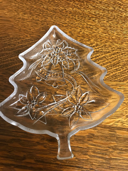a** Vintage 7.5” Glass Christmas Tree Server Candy Dish Home Beautiful WY034/502