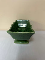 Vintage Green Ceramic Pottery Bowl Planter Raised