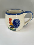 a** Vintage Rooster Coffee Mug Ceramic Stoneware Ribbed Hand Painted ALCO Farmhouse Country