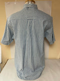 Mens CLUB ROOM Cotton Short Sleeve Button Down Shirt Medium Blue Stripe