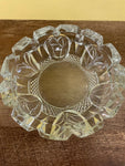 a** Vintage Clear Heavy Pressed Carnival Glass Ashtray Round
