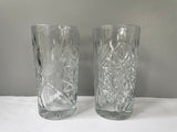 ~€ Vintage Pair/Set of 2 6.25” Heavy Star Cut Crystal Glass 6” Bud Vases Decor