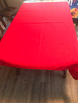 a** Red Linen Table Cloth Cover Christmas Holiday 53” Square