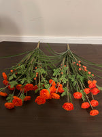 ¥ Set/5 Artificial Yellow and Orange Peonies and Greenery 20-24” Stems