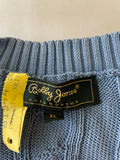 <€€ Mens BOBBY JONES Collection Baby Blue 100% Cotton Cable Sweater Vest Sz XL