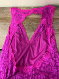 Womens Juniors Large Fuschia Lace Halter Dress