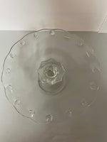 €€ Vintage Indiana Glass Teardrop Cake Stand Pedestal Footed Plate Clear 10.5”x5”