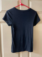 Womens Juniors Knit Small Black Short Sleeve Top TShirt