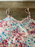 Womens XSmall LAUREN CONRAD Pink & Blue  Tank Crop Top Floral Straps Sleeveless