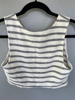 NEW Juniors TOBI Small/P 2 Piece Gray and White Stripe Mini Skirt and VNeck Crop Top NWT Festival