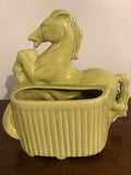 a*€ Vintage PLANTER Stanford Pottery Art Deco Rearing Horse Lime Green MCM