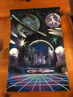 € Original Cosmic Outer Space Planets Spray Paint Art Martin Martinez