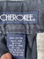 Mens 33” Waist Blue Cargo Shorts CHEROKEE Navy Side Pockets 100% Cotton Chino