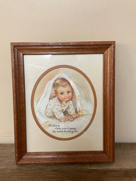 Vintage “A BABY IS GOD’s Way of Saying...” Carved Framed Art