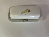 a** BIA Cordon Blue White Porcelain Butter Dish with Lid Cover Delicate Floral Design