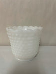 a** Vintage Milk Glass Vase Planter White 4.25” Anchor Hocking Fire King Hobnail