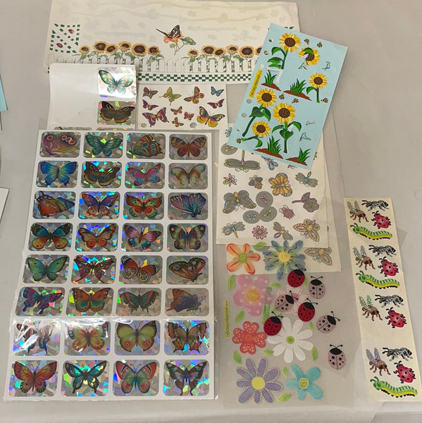 *Lot SCRAPBOOKING Stickers Flowers Butterflies Insects