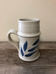 €a** Vintage Williamsburg Pottery Gray with Cobalt Blue Salt Glaze 6” Coffee Mug Handle