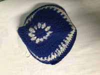 <€€ Classic Yarmulke Kippah Hat Knitted Covering Cap Tribal Jewish Vintage Religious Blue