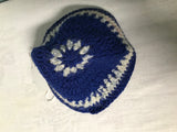 <€€ Classic Yarmulke Kippah Hat Knitted Covering Cap Tribal Jewish Vintage Religious Blue