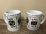 a** Vintage NEW Pair Set/2 Las Vegas Coffee Mug Cup Ceramic Diamonds Spades Poker Gambling Cards