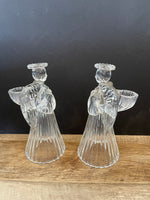 a** Pair/Set of 2 The American Crystal Collection 7 1/4" Angel Candleholders 24% Lead Crystal USA Taper