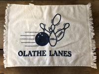 a* Vintage OLATHE (Kansas) LANES 200+ GAME White Bowling Alley Hand Towel