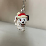 a** Vintage Miniature Dalmatian Pup w/ Red Hat  Christmas Holiday Ornament