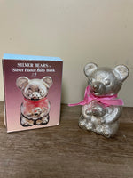 a* GSANY Baby Bank Pink Bow Girl Fine Silver Bears Plated