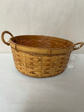 a** Medium Round Wicker Woven Basket w/ Swivel Handles Natural