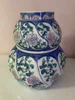 a* Vintage Pink & Blue on White Ginger Jar Vase (No lid)