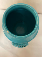 a** Teal Blue Glazed Ceramic Planter Flower Pot Vase