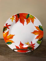 ^ Bright Fall Autumn Maple Leaf 10.5” Dinner Plate