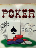 Vintage TEXAS HOLD’EM POKER Metal Tin Sign Man Cave