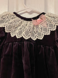 € Vintage Baby Girl Toddler Dress 24 Mo. Deep Purple Lace Collar Velvet Dressy All Dressed Up