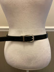 Mens 40” Medium Black Coated Split Leather Belt with Silver Buckle