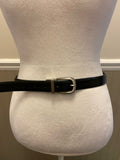 Mens 40” Medium Black Coated Split Leather Belt with Silver Buckle