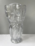€ Large Crystal Cut & Etched Frosted 10.5” Bouquet Flower Vase Round Base