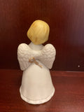 ~€ Vintage HOMCO Porcelain Girl Angel w/ Blue Bird Hand Bell Decor Home Interiors #99-8900