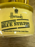 €a** Vintage HARRODS Blue Stilton Cheese Jar Mini Crock w/ Lid London England