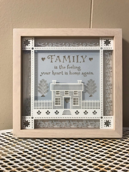 a** New Hallmark Laser Gallery Framed Glass 3-Dimensional “Family is the feeling” Wall Art  NWT
