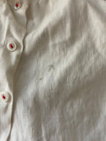 Vintage Baby Girls 24 Months White Dress Trimmed in Red Embroidery Short Sleeve Collar