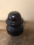 a** Vintage Dark Brown Mushroom Top Ceramic Railroad Telephone Pole Insulator