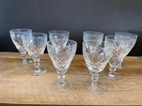 a** Crystal Cut Clear Glass Cordials Wine Goblet Barware Glasses Set of 8 4.5” H