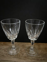 a** Pair/Set of  2 Cordial Wine Glass Goblets Pressed Glass Stemmed 4.5” H x 2” Diameter