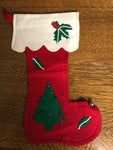 a** Vintage Christmas Holiday Red Felt Appliqué 14” Stocking