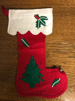 Vintage Christmas Holiday Red Felt Appliqué 14” Stocking