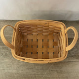 a** Longaberger Knockoff Wood Woven Basket w/ Handles