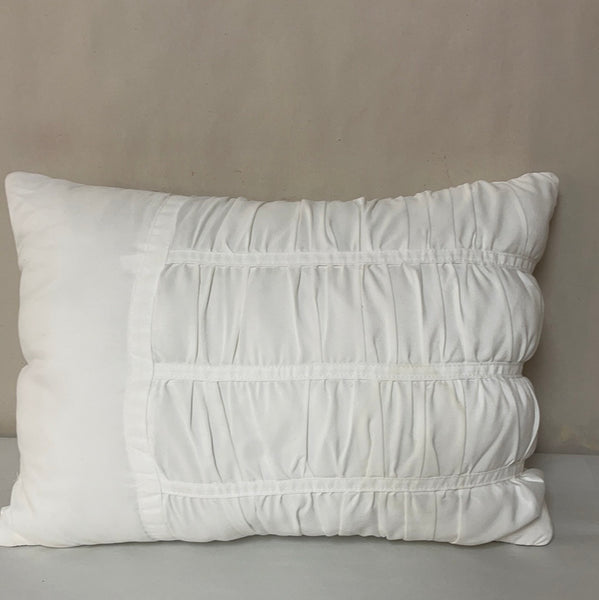 € Rectangular White Gathered Pillow 17.5”  L x 12” W